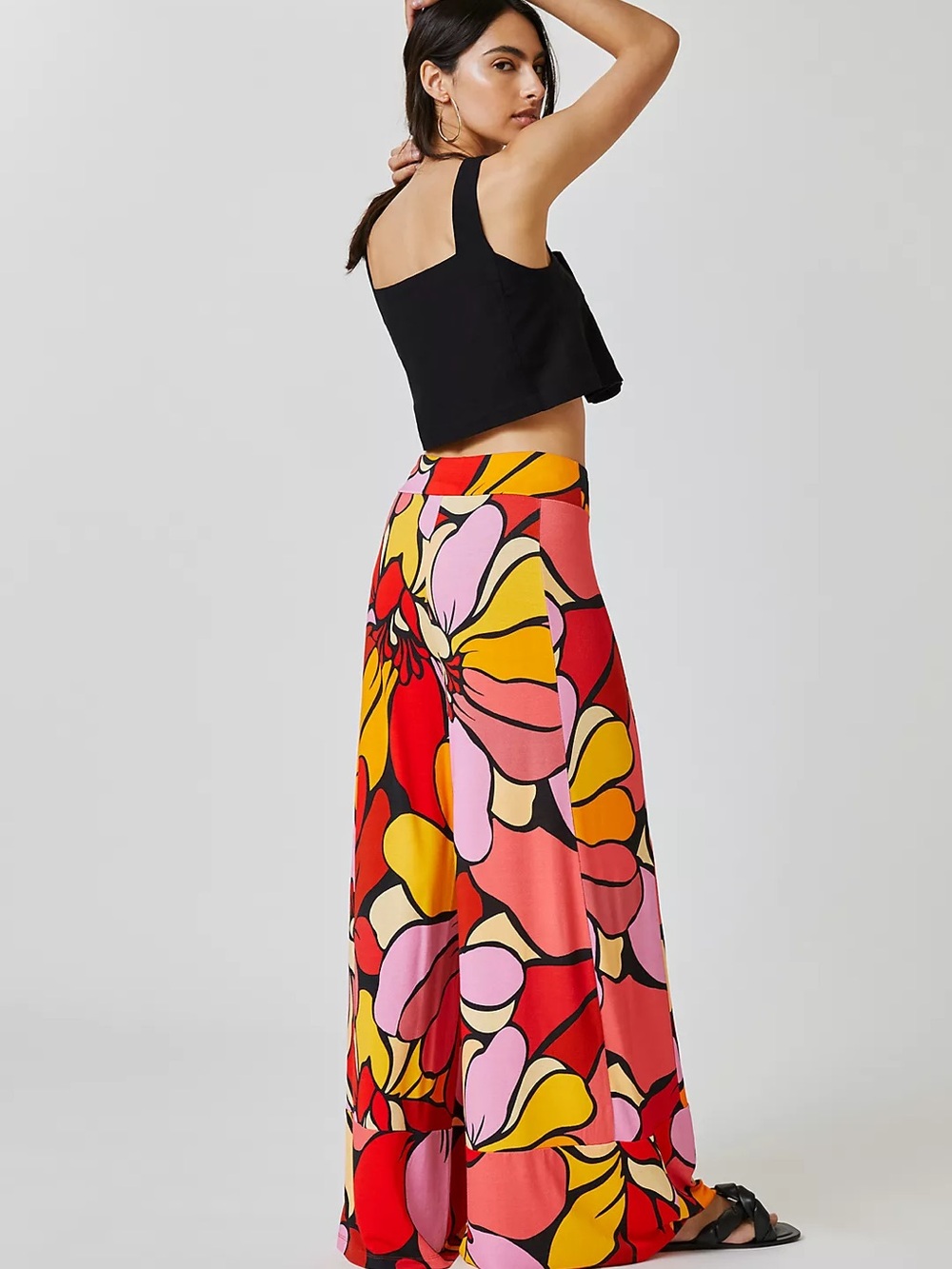 FARM Rio Bold Floral Wide-Leg Pants in Red, Pink & Yellow - Picture 3 of 3